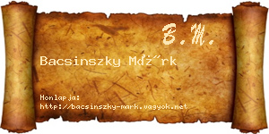 Bacsinszky Márk névjegykártya